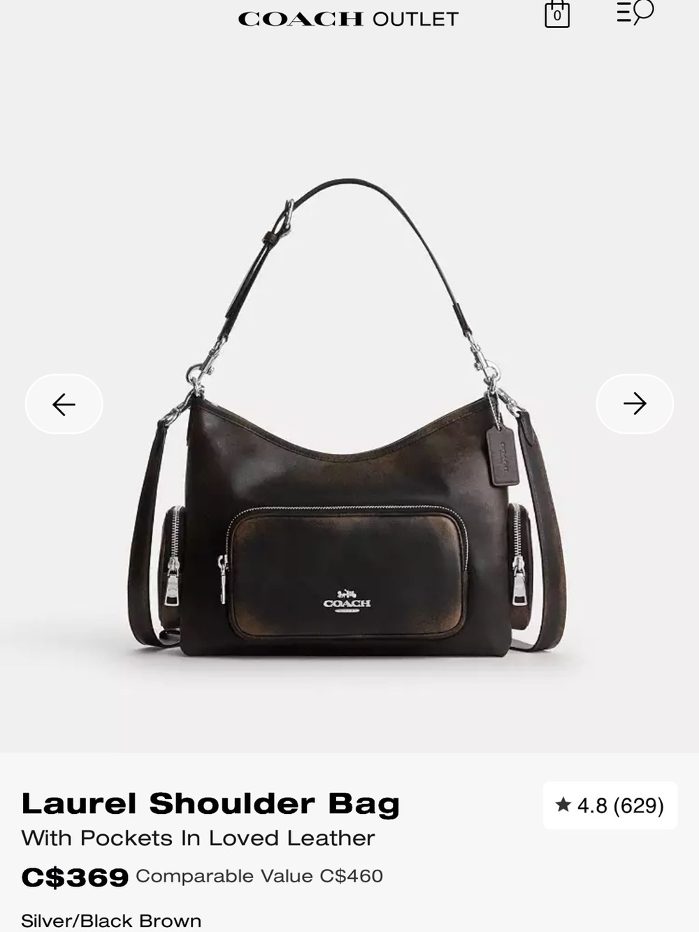 COACH Brown Leather Shoulder Bag with Front & Side Pockets - Picture 2 of 9